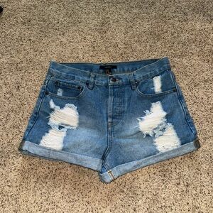 Forever 21 Blue Distressed Jean Shorts